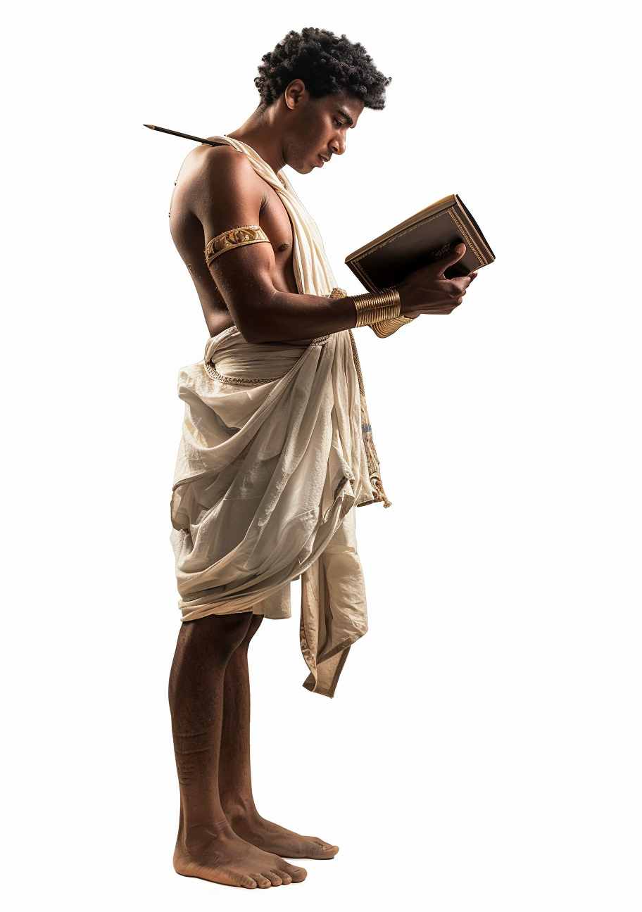 An Egyptian man in traditional clothing with book