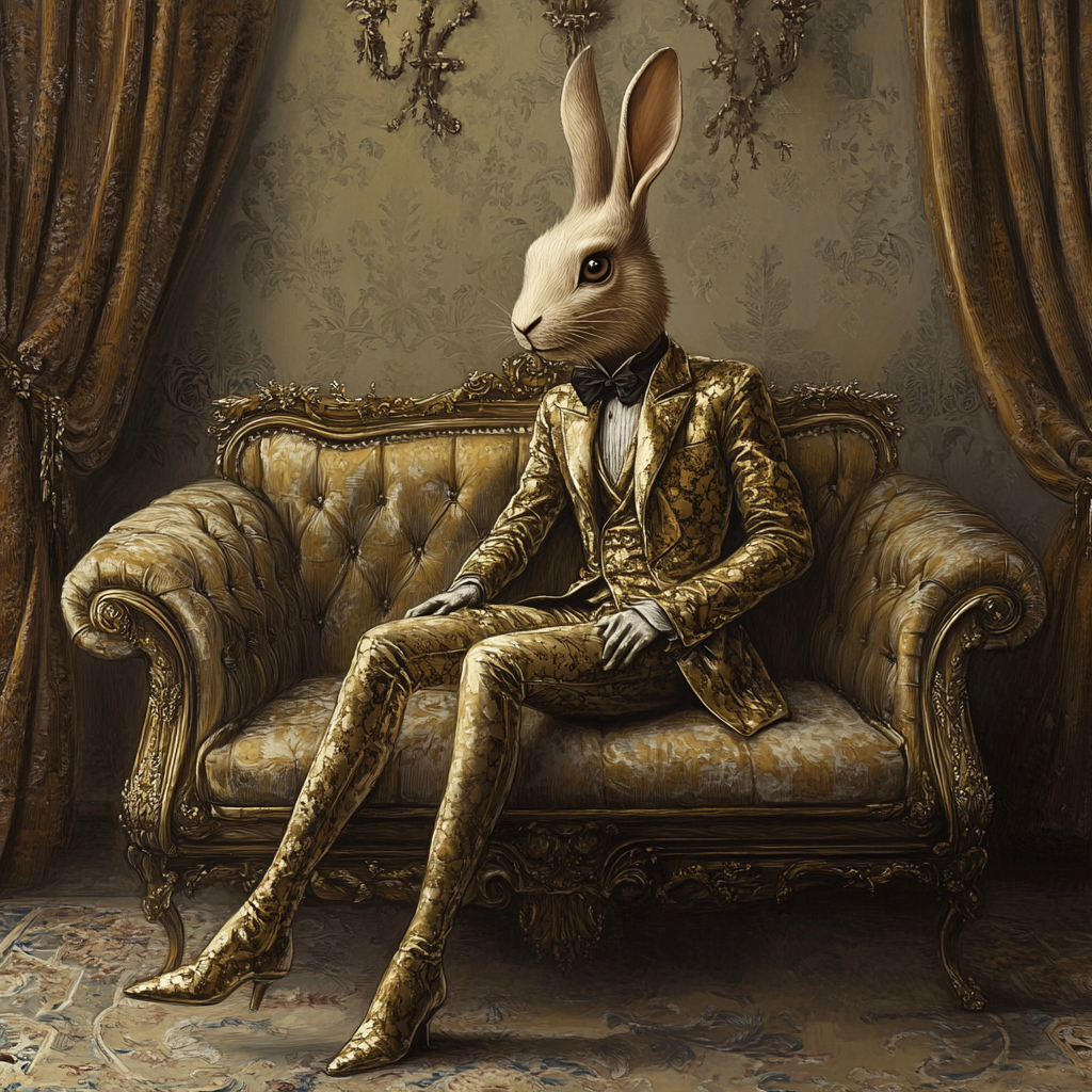 An Elegant Rabbit in Metallic Luxury Theme