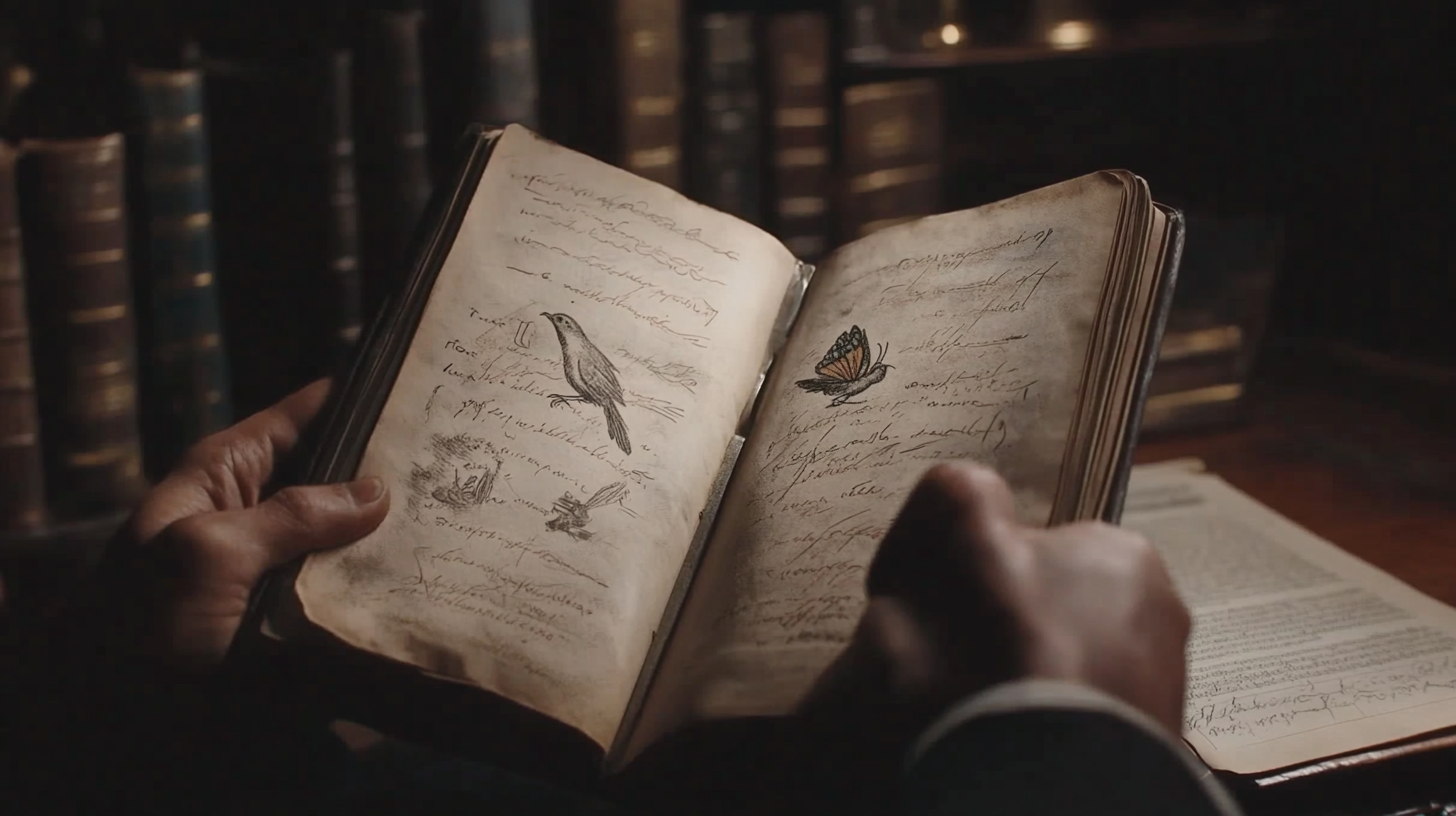 An Elegant Victorian Man Reading Magical Ledger