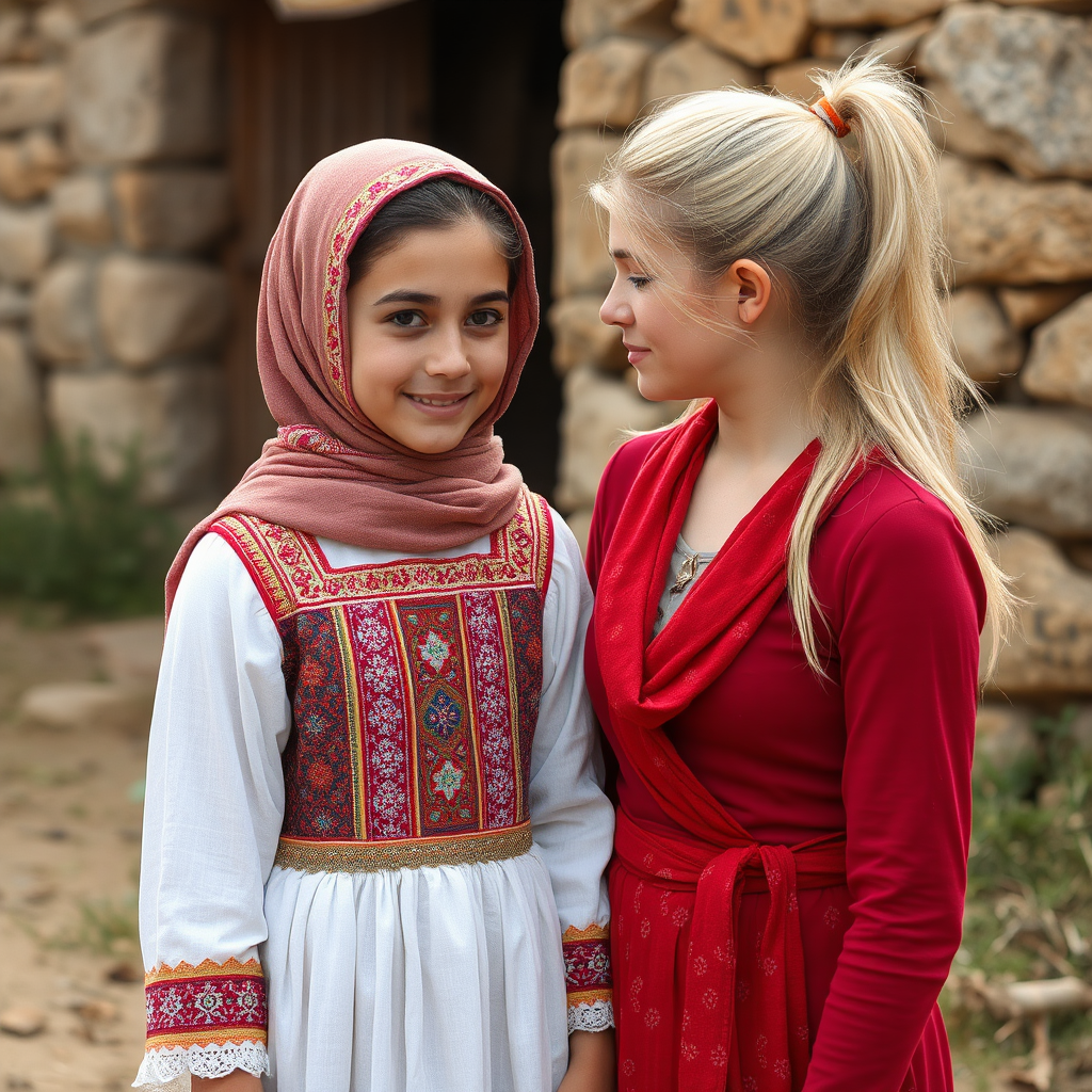 An Iranian girl talks to a beautiful British girl.