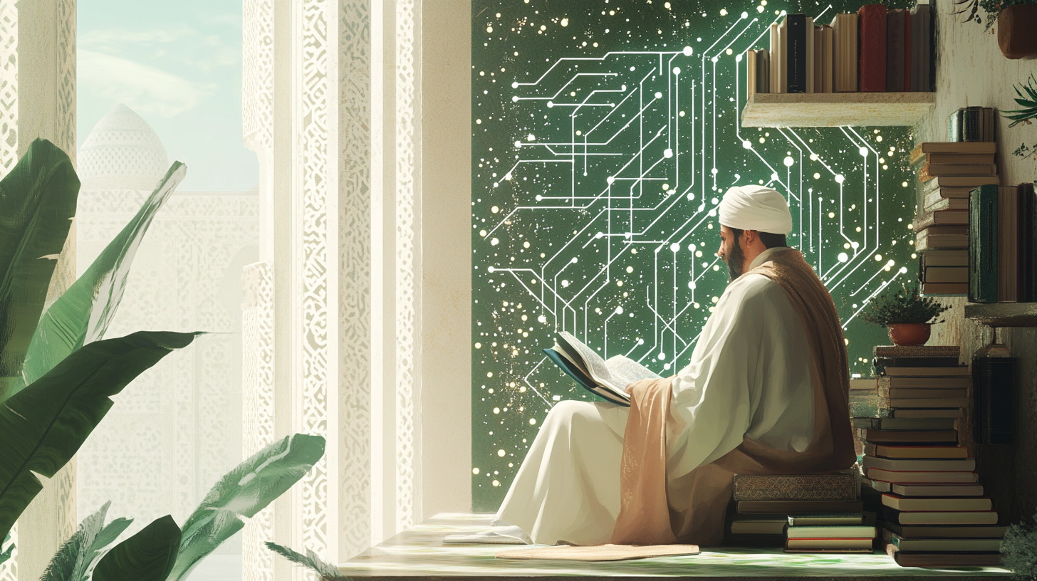 An Islamic scholar exploring AI in modern setting