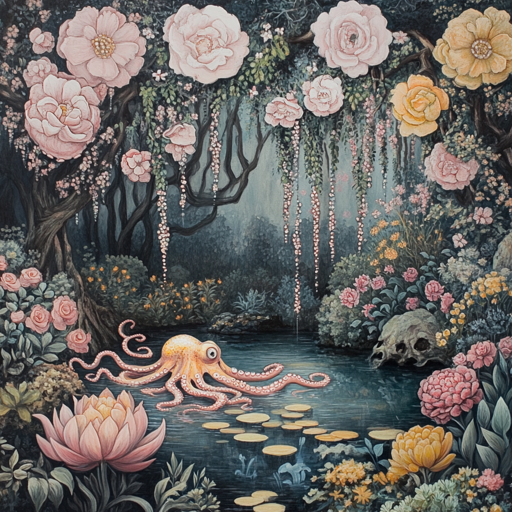 An Octopus' Tentacles in a Garden Pond