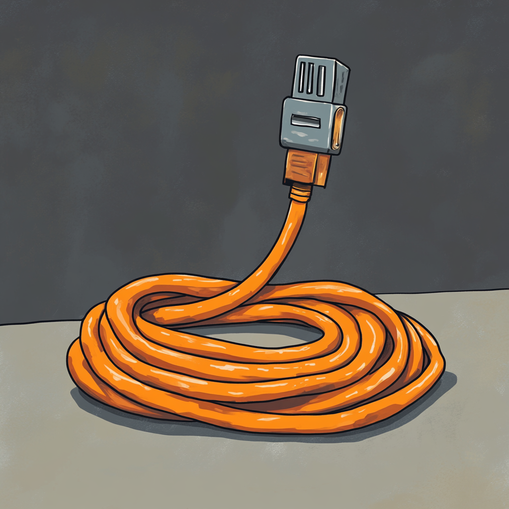 An Orange Extension Cord Ready to Connect