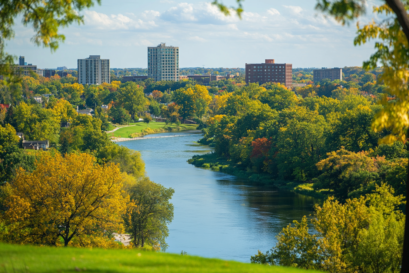 An aerial view of Northwest Grand Rapids city