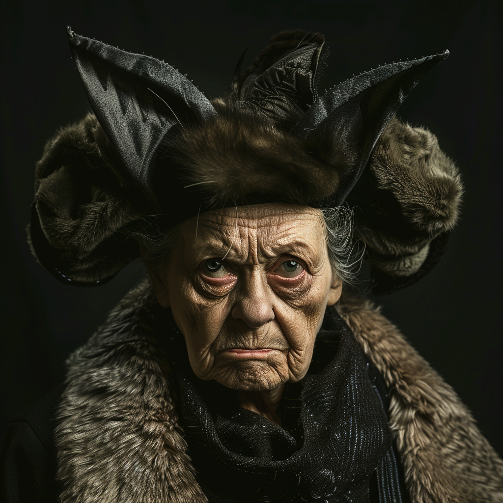 An angry Polish grandmother with bat ears - 1940s.