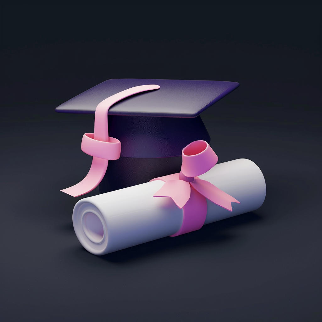 An icon of a cute purple cap with diploma