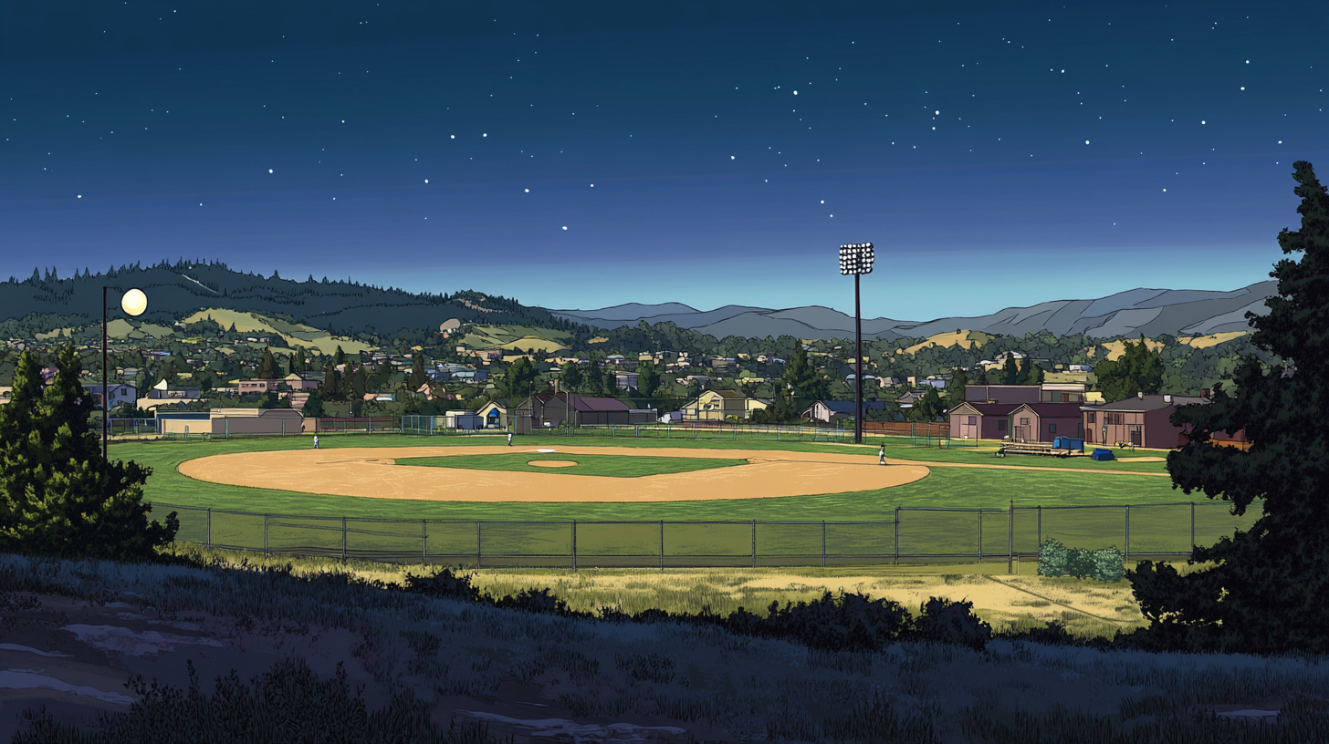 An image of Silicon Valley with a baseball field.