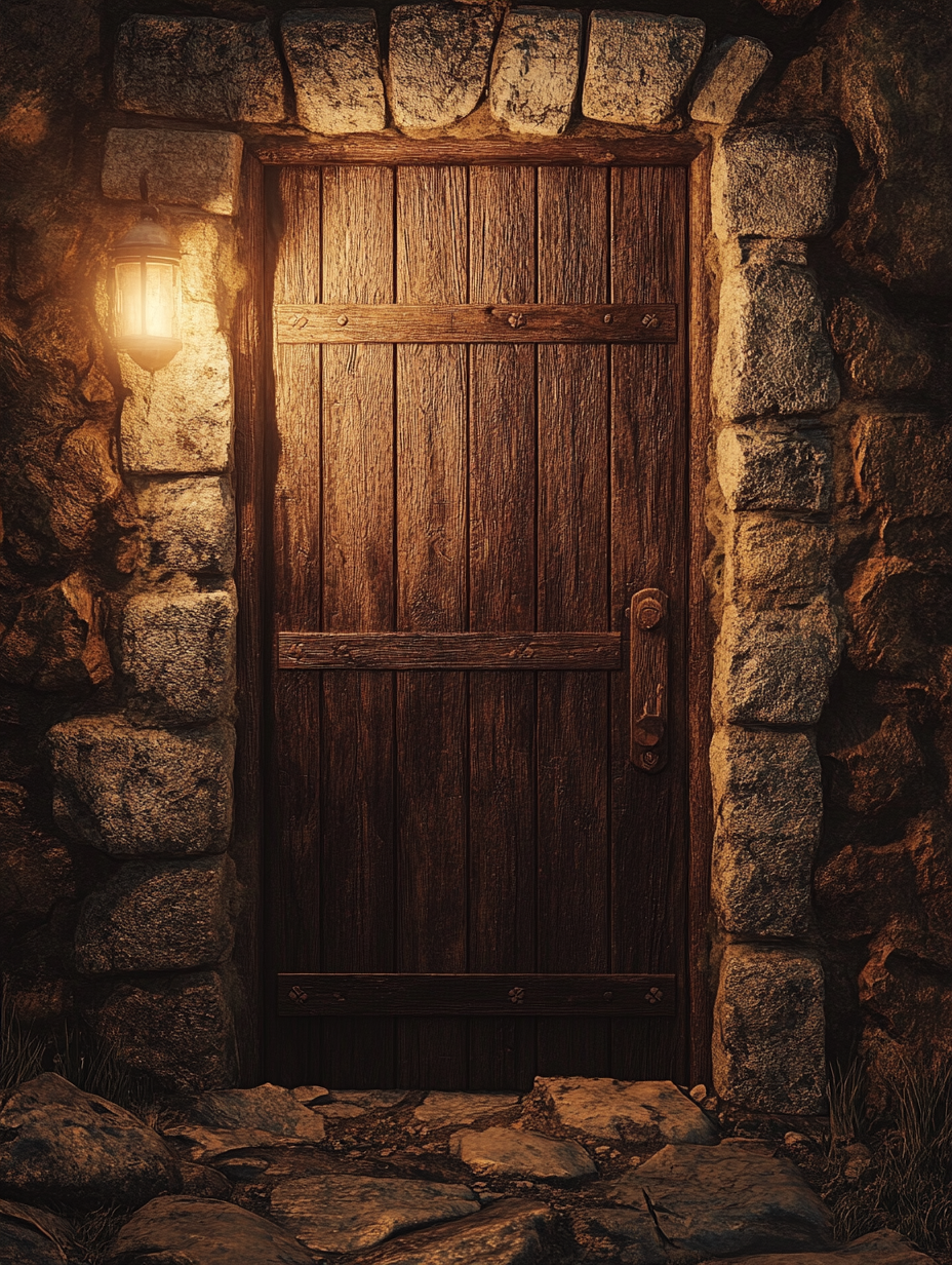 An old rustic door opens in a stable