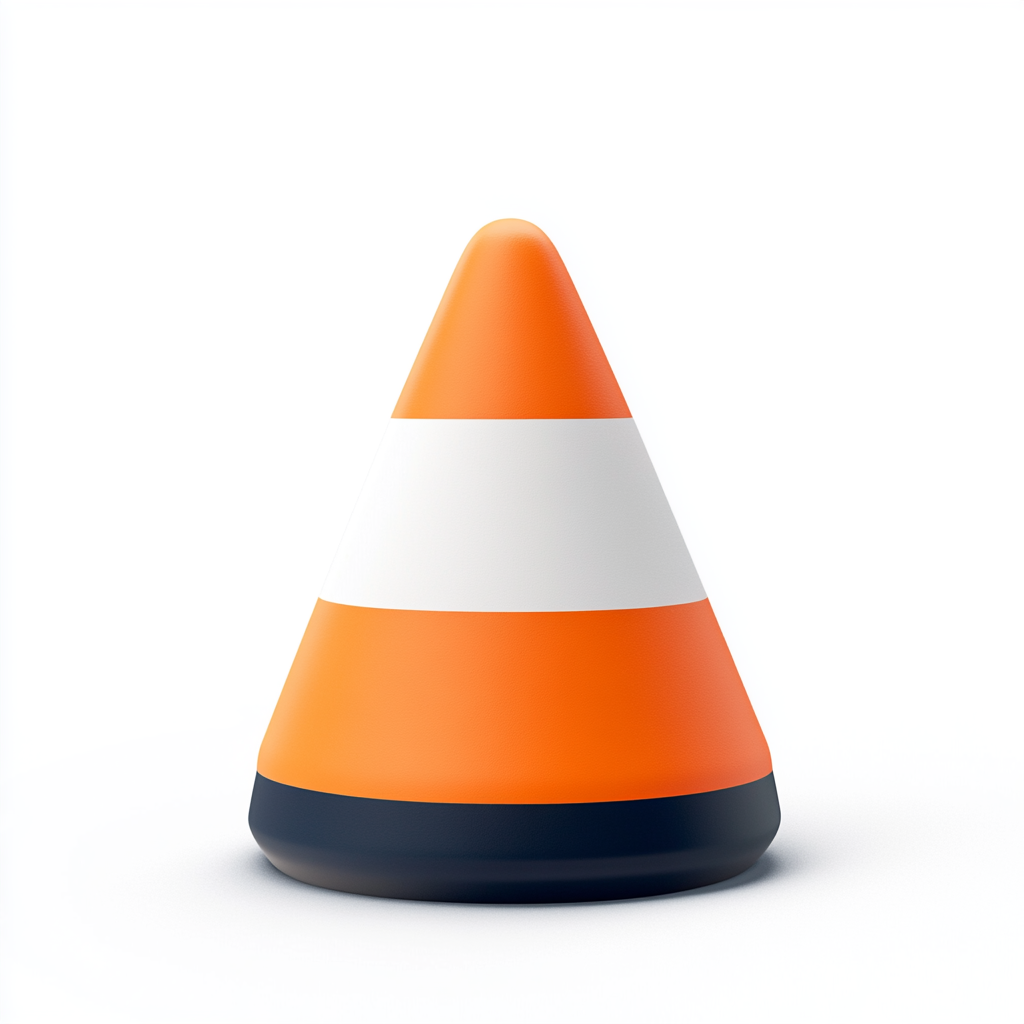 An orange safety cone in clay-like style