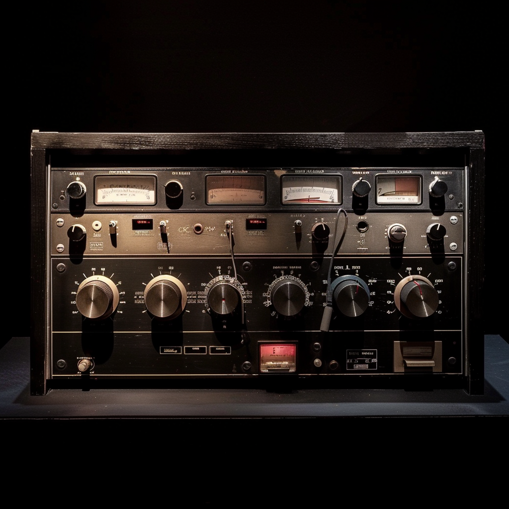 Analog Drum Machine with Vintage Vibe on Black Background