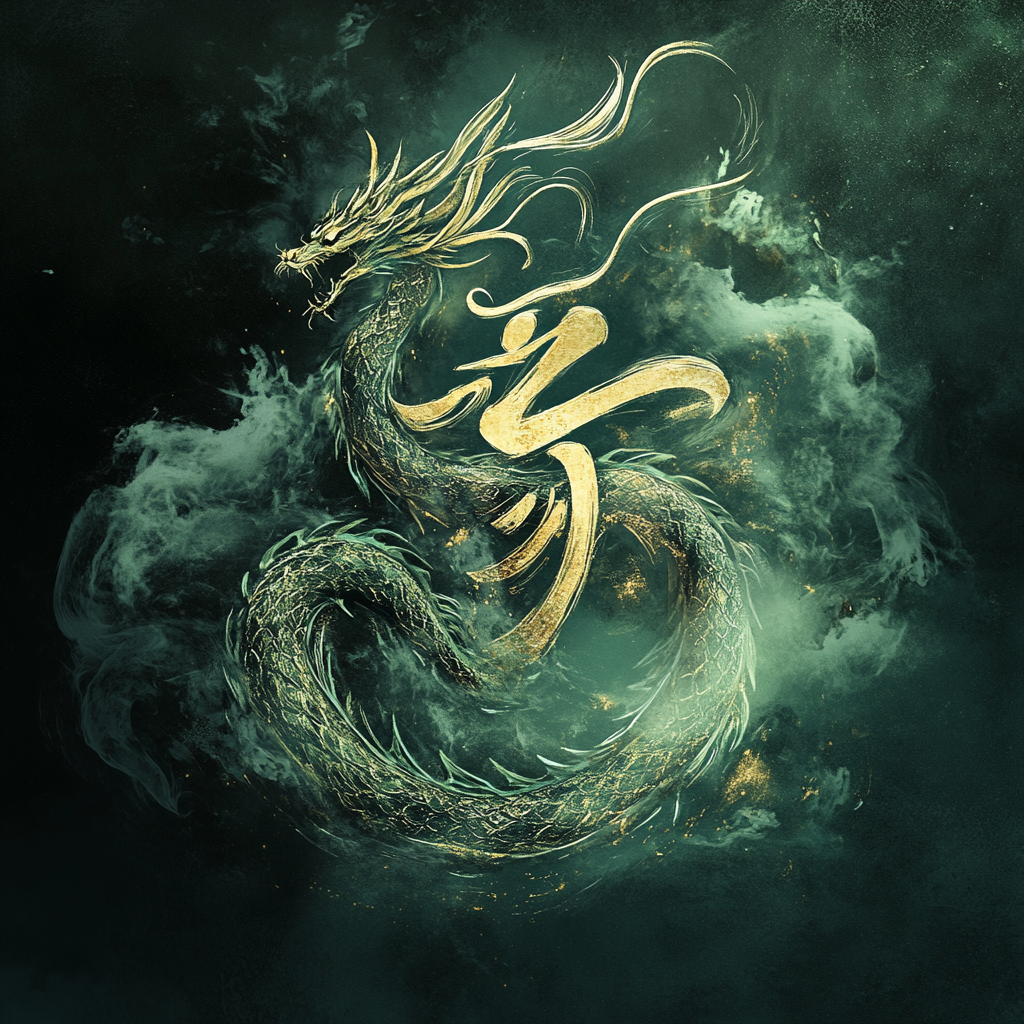 Ancient Dragon Logo with Mystical East Asian Elements