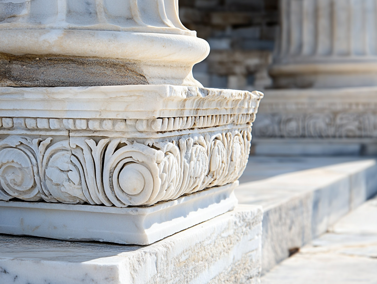 Ancient Greek City with Buildings and Columns