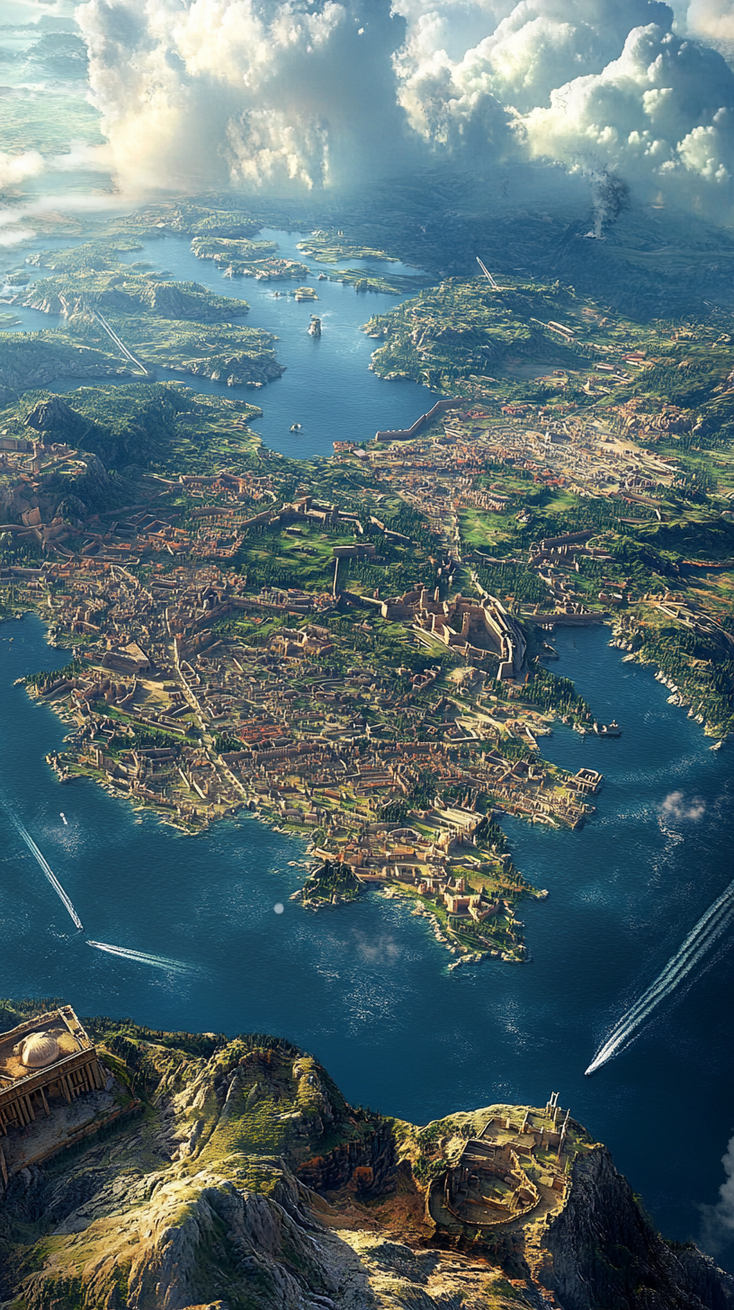 Ancient Roman Empire Aerial View Hyper-Realistic 9:16 