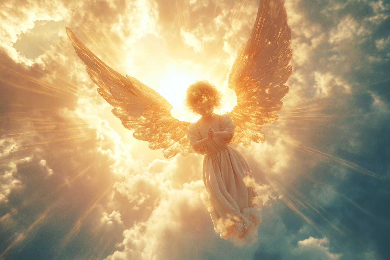 Angel light being awakens child's inner light with energy.