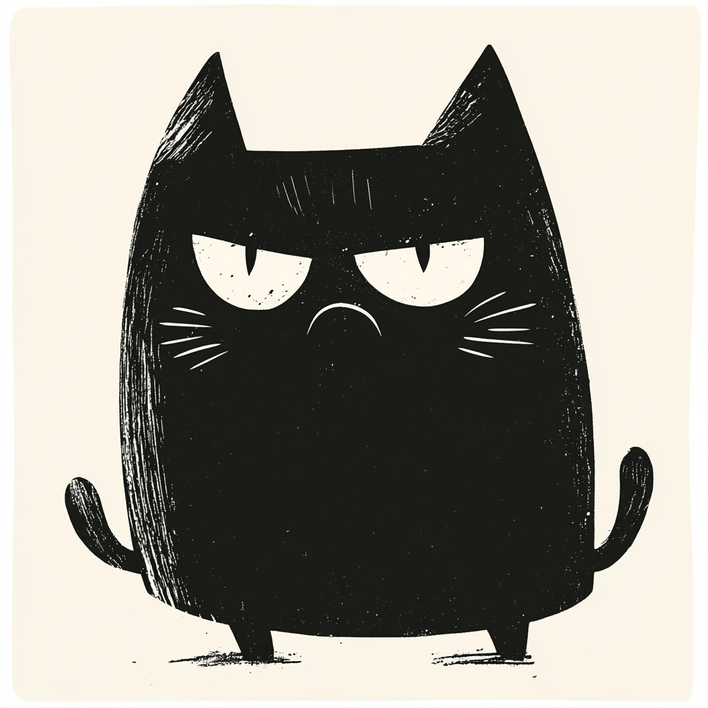 Angry Kitty Clipart in Nursery Art Style 