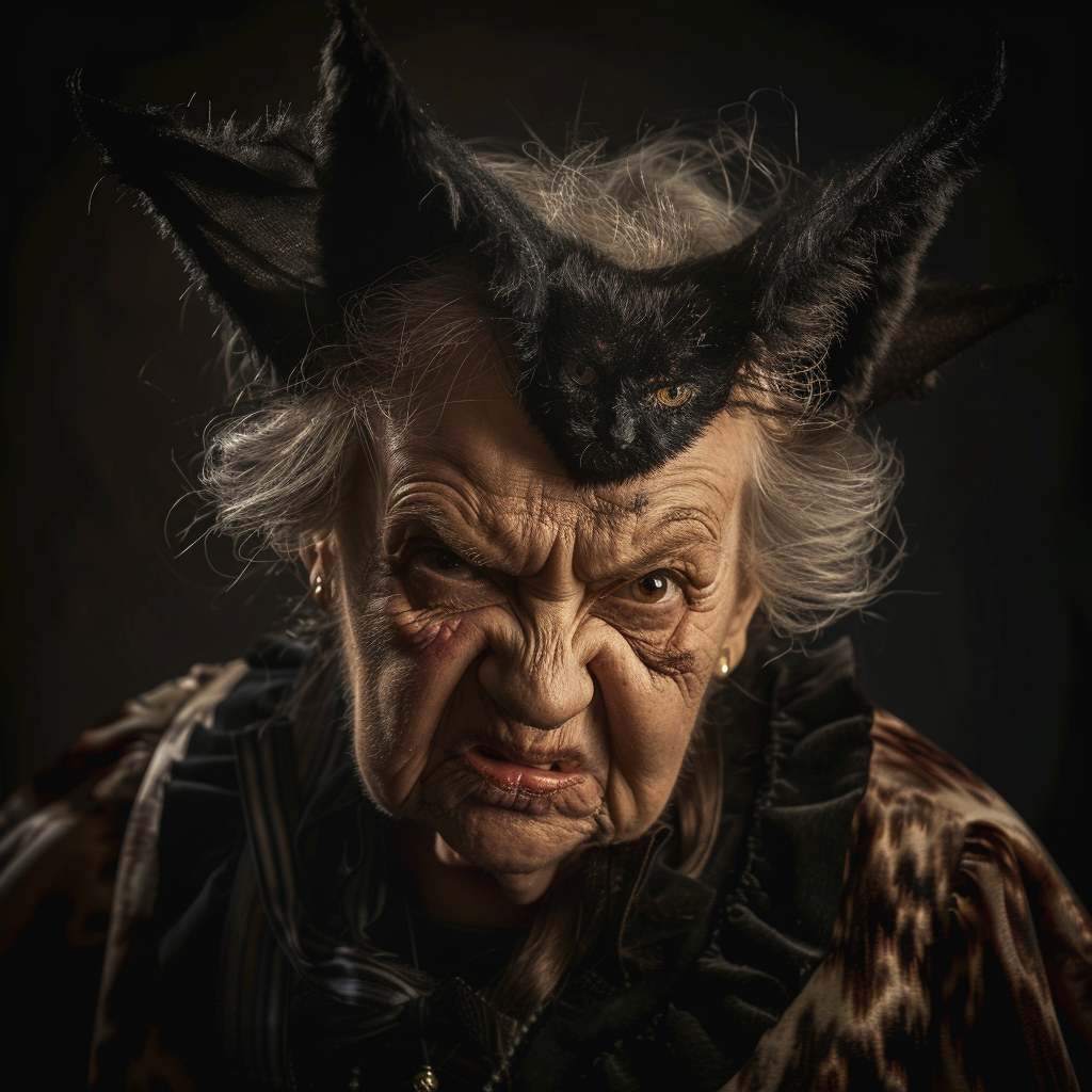 Angry Polish Grandma in Vintage Bat Fashion