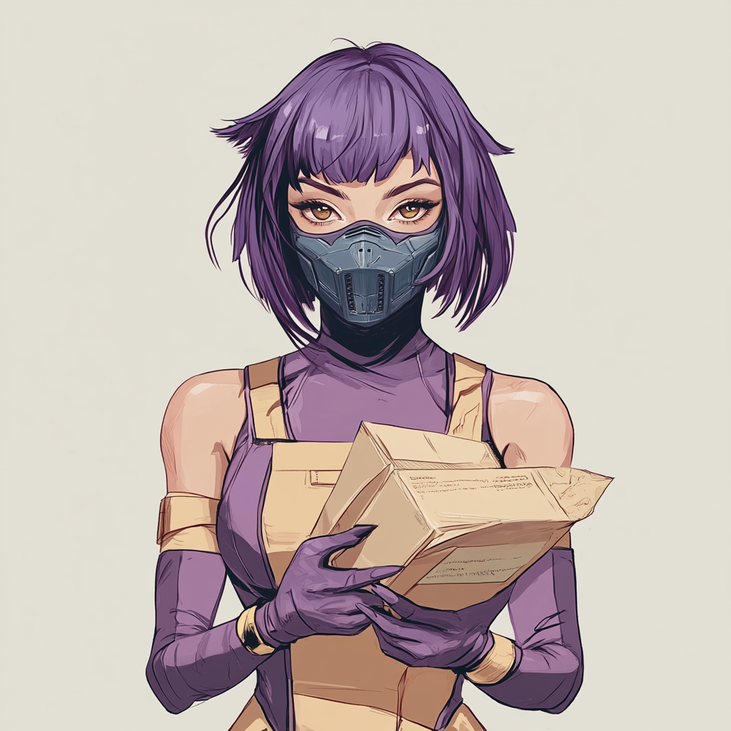 Anime Girl with Futuristic Outfit Holding Package