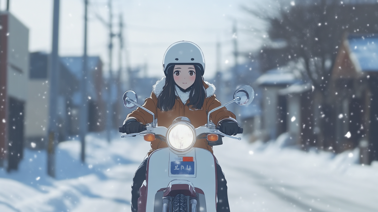 Anime High School Girl Riding Super Cub 110 HD