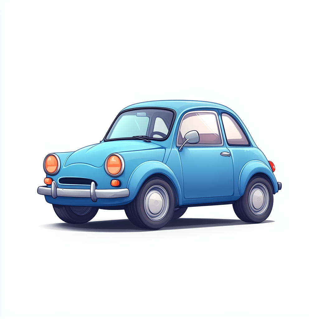 Anime-style cartoon car with cute Pixar animation elements