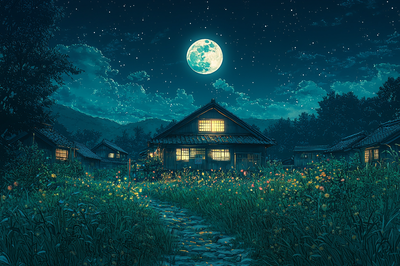 Anime with vibrant colors in beautiful starry night scene.