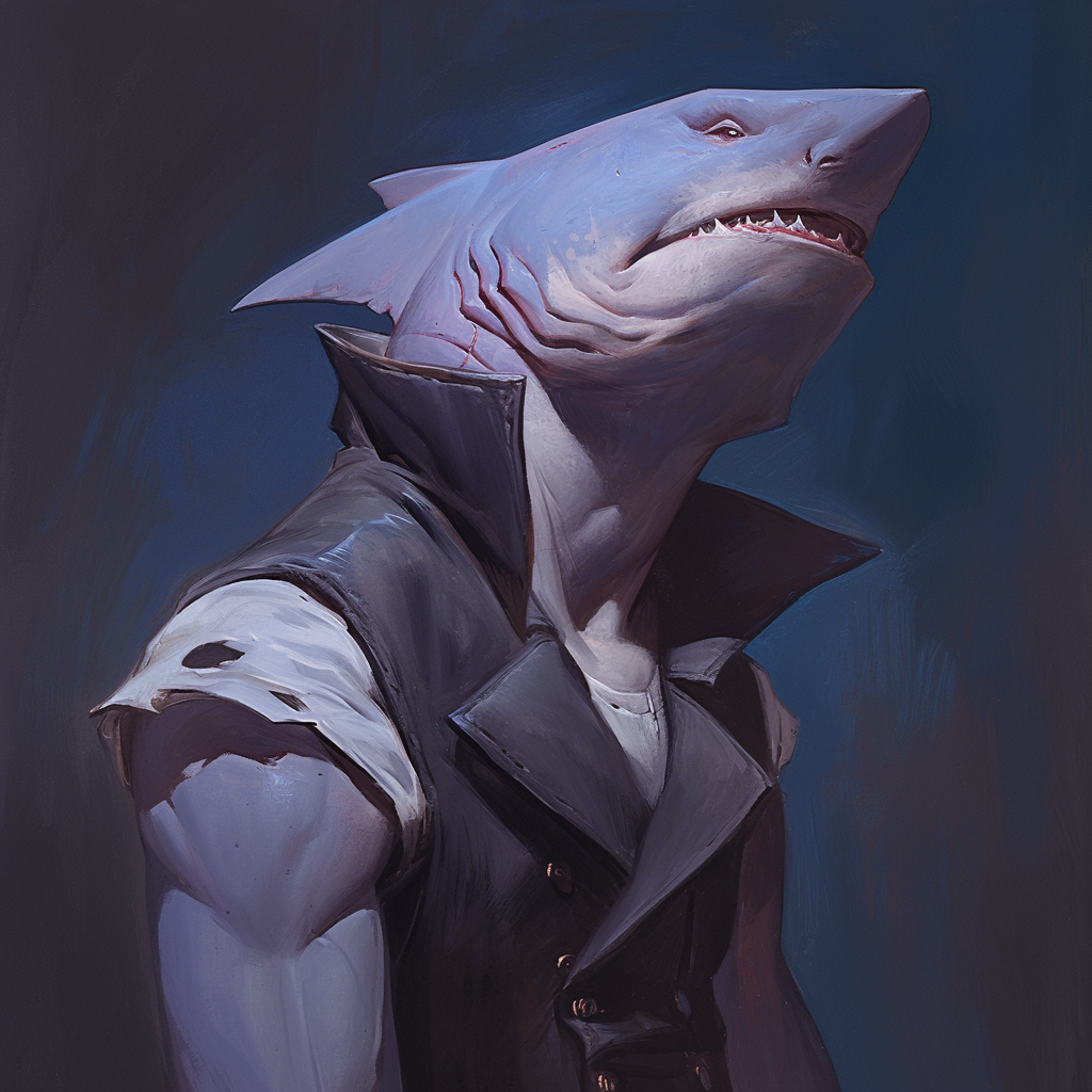 Anthropomorphic Shark Portrait in Cinematic HD Anime Style