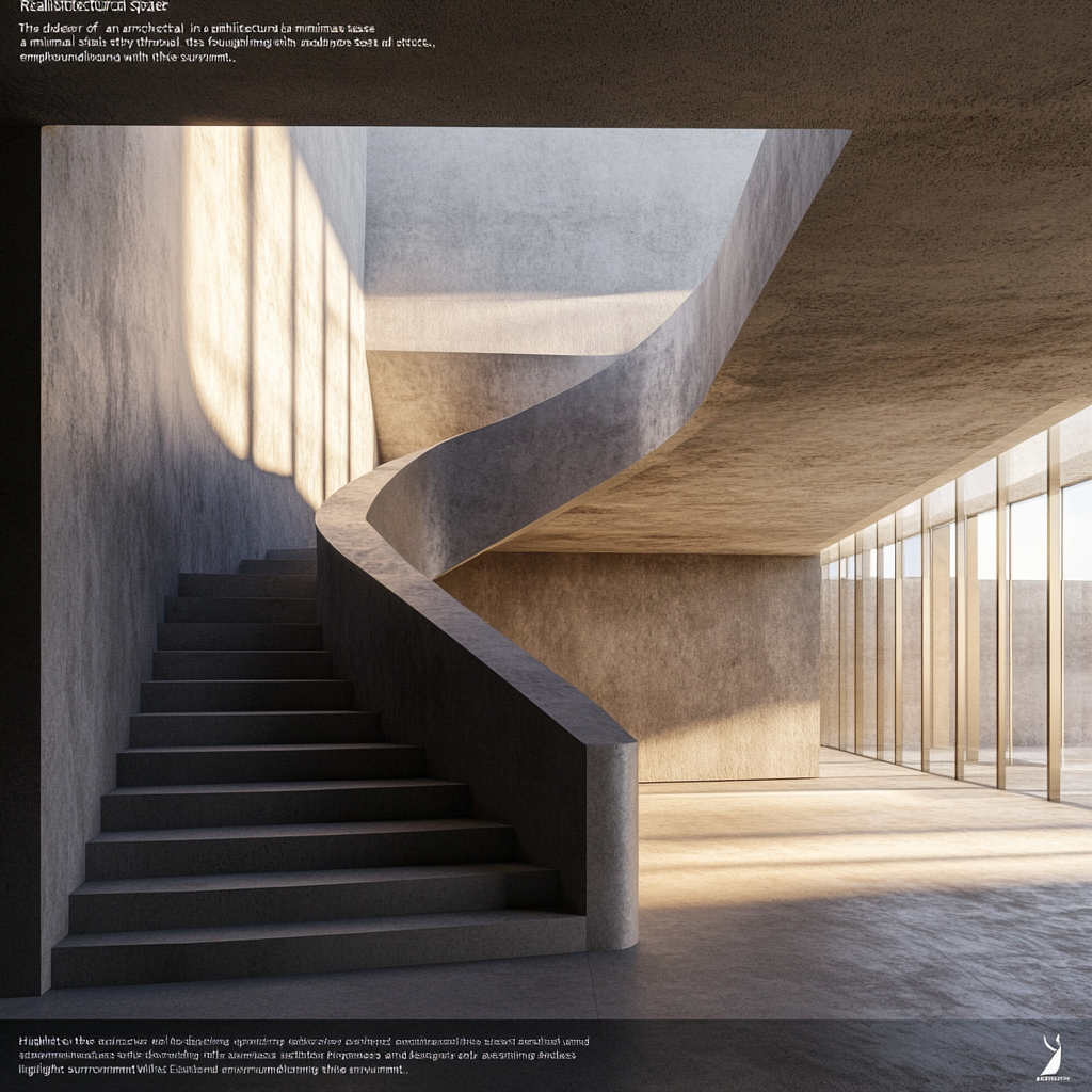 Architectural staircase in minimal style, emphasizing modern aesthetics.