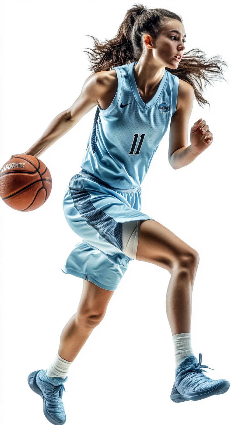 Argentinian Female Basketball Player in Light Blue Outfit