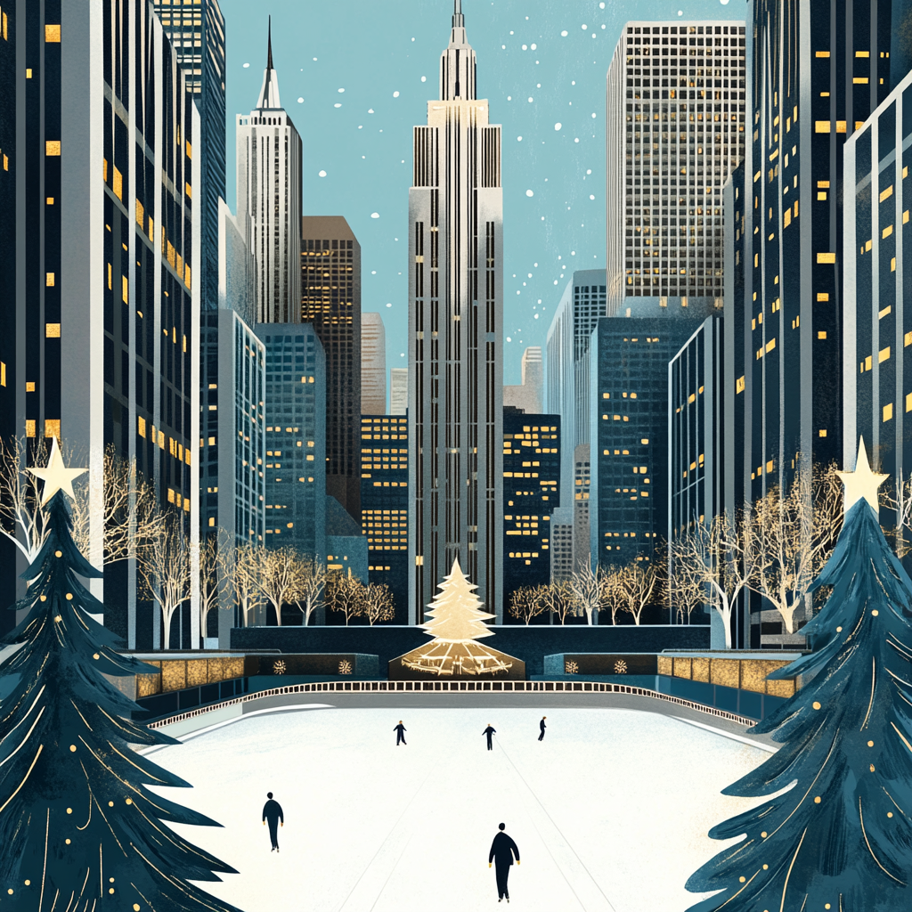 Art Deco Poster of Rockefeller Ice Rink