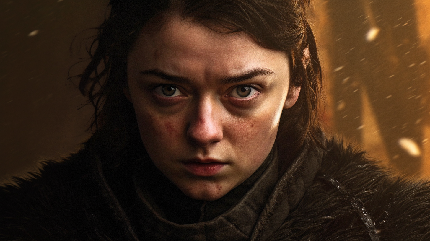 Arya Stark: Determined Survivor in Bleak Winter Forest