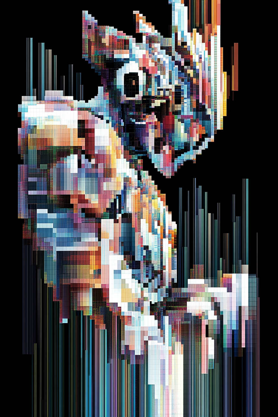 Astronaut Fighter in Purple Pixelated 3D