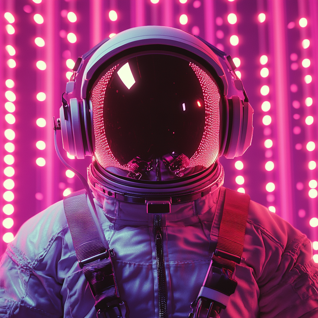 Astronaut in Neon Party Atmosphere, Y2K Style