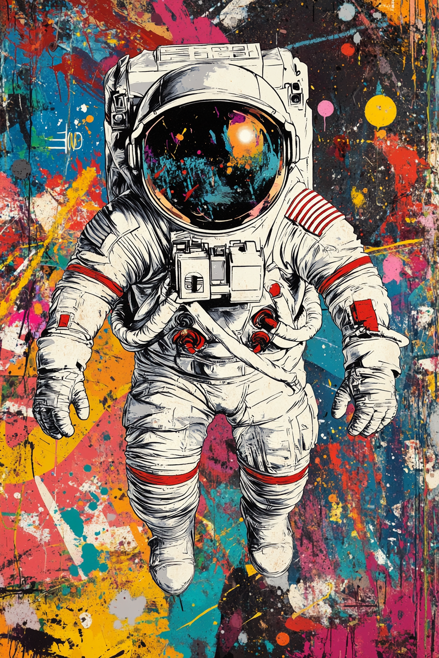 Astronaut in space in street art style