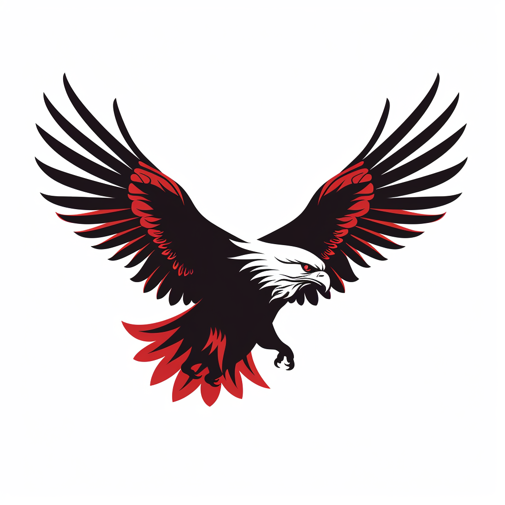 Attention-grabbing logo: Red-tailed hawks in chic stencil style.