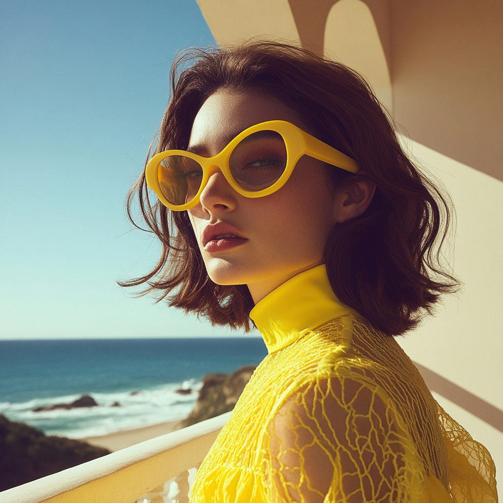 Attractive woman with brown hair in yellow outfit.