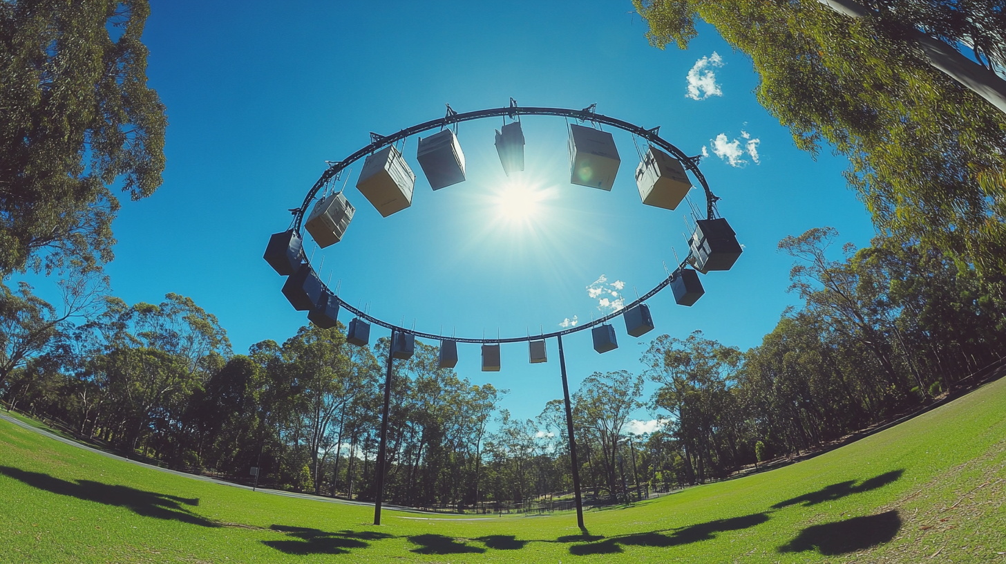 Australian urban park with circular hills hoist washing line