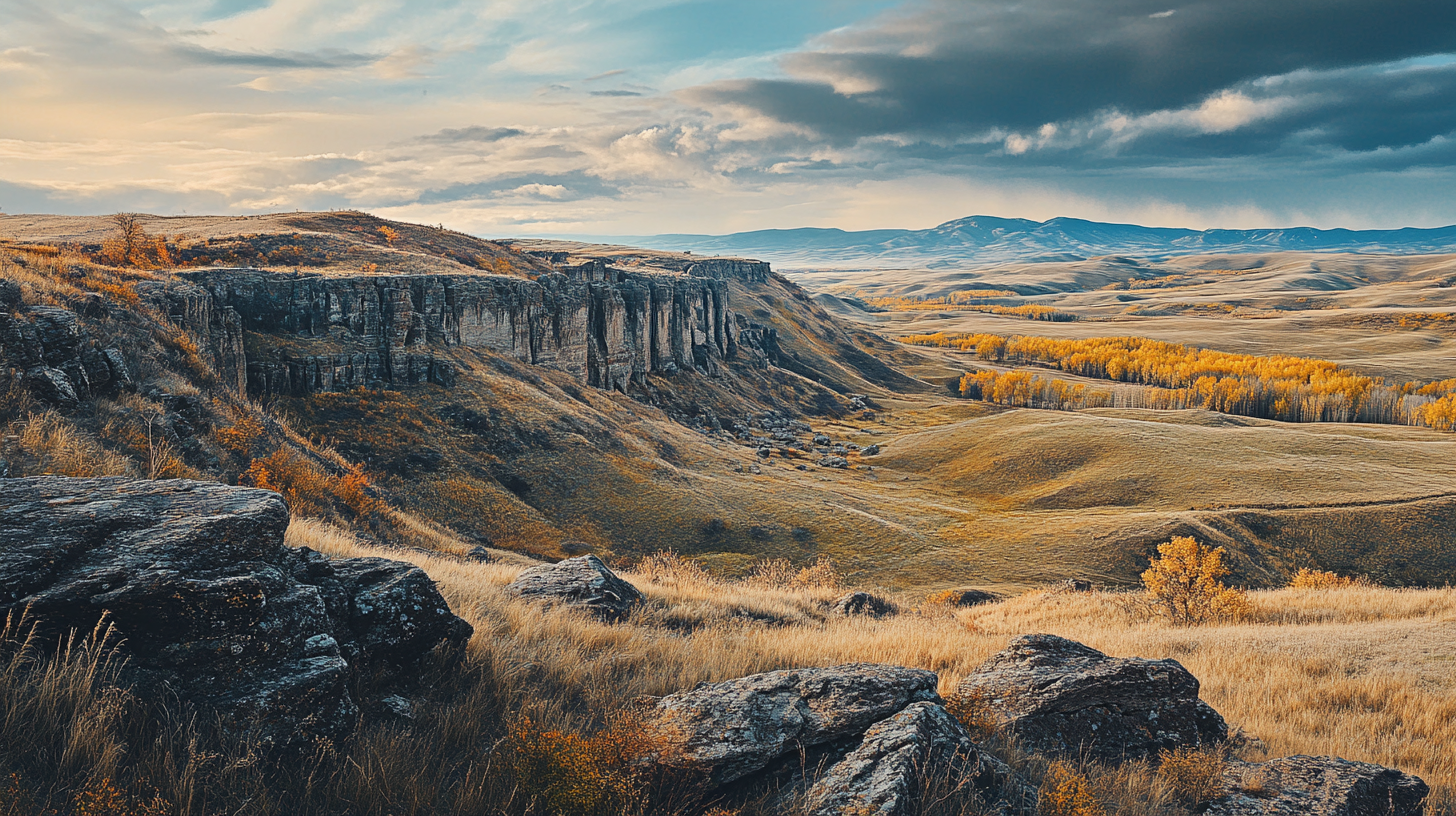 Autumn view of First Peoples Buffalo Jump State Park.