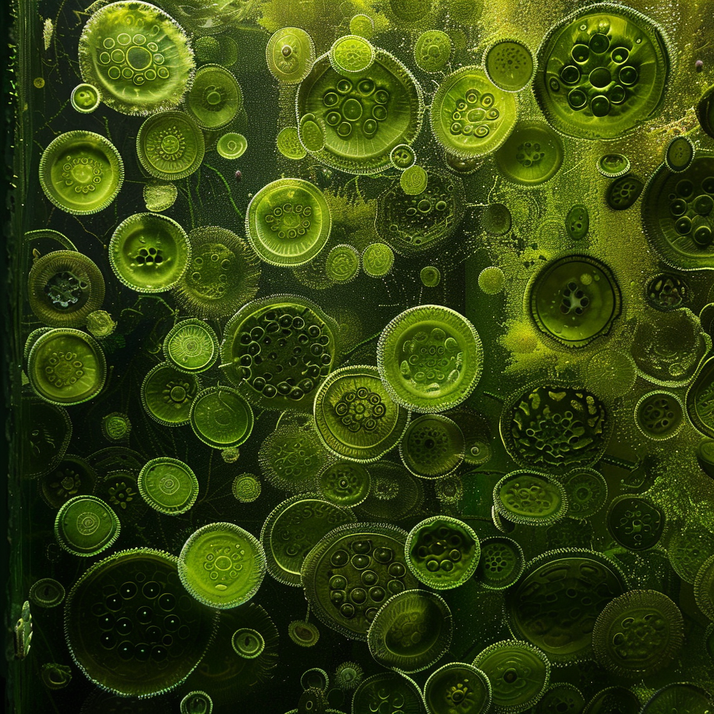 Award-winning photo of large cyanobacteria cells under water.