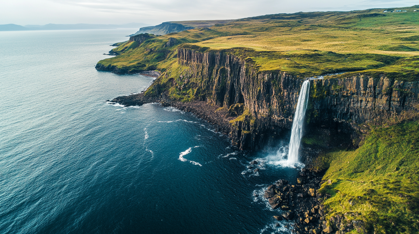 Awe-inspiring waterfall on Skye Island, shot with Canon EOS R5.