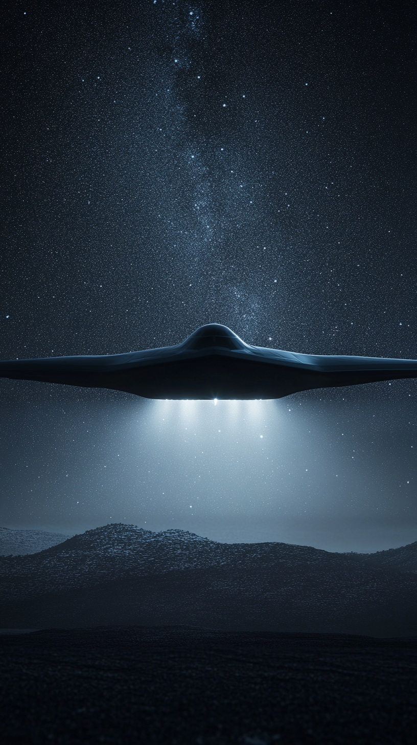 B-21 Raider flying in night mission with stealth features.