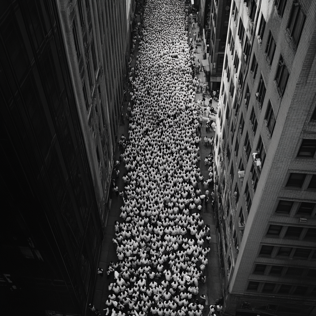 Babies march in protest on Avenue in 2023.