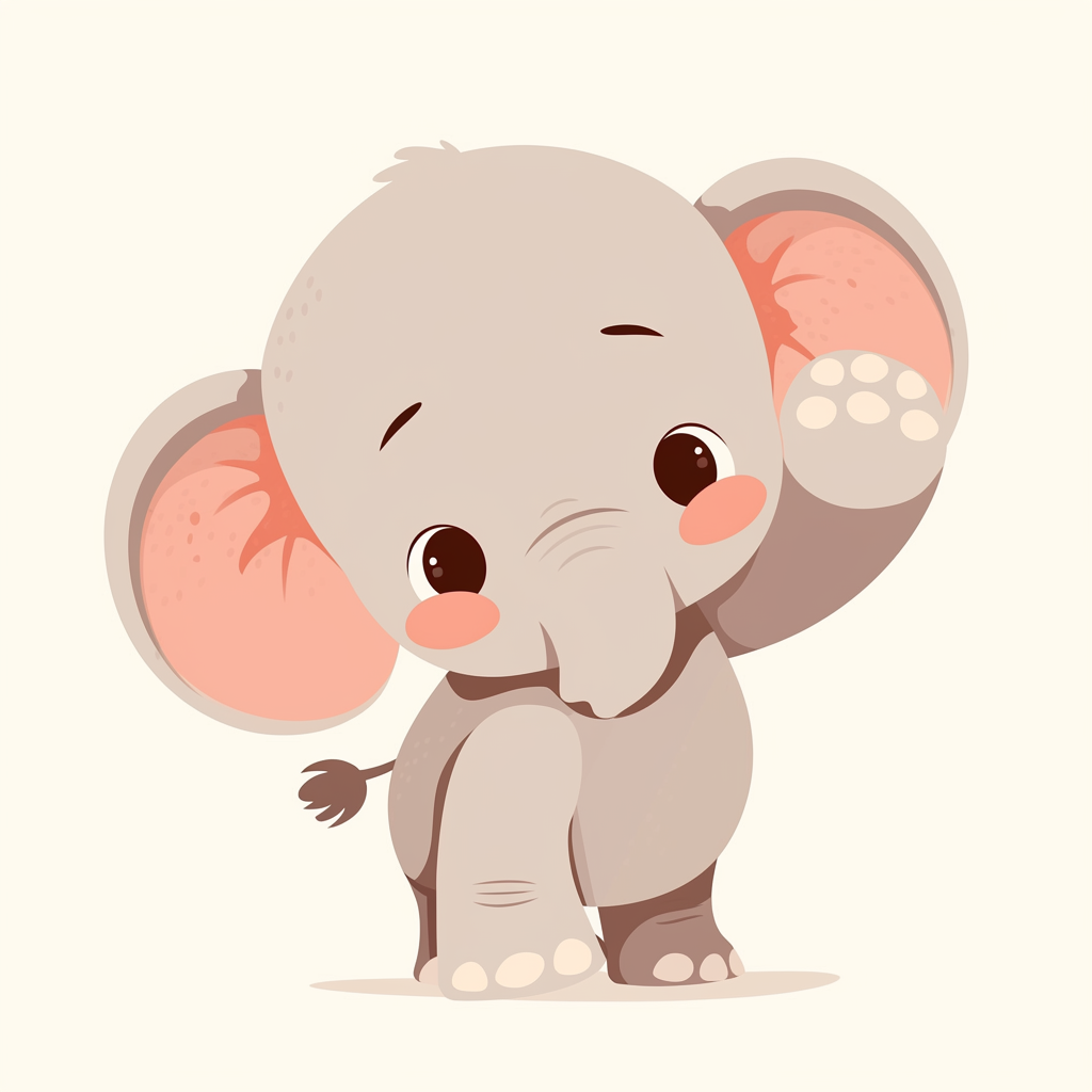 Baby Elephant Waving Paw in Indian Attire Vector Illustration