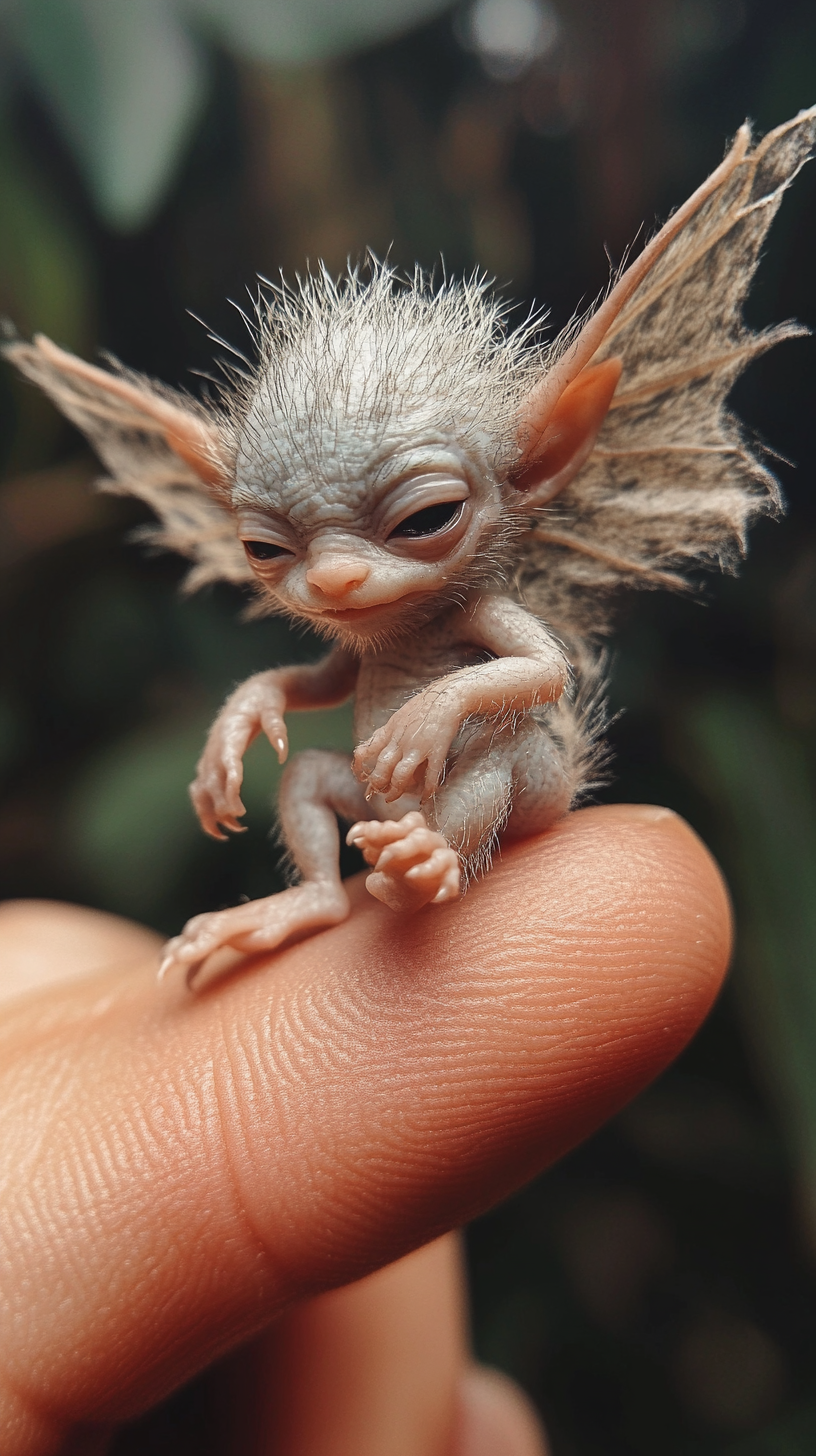 Baby Fairy on Thumb: Tiny, Delicate, Close-Up