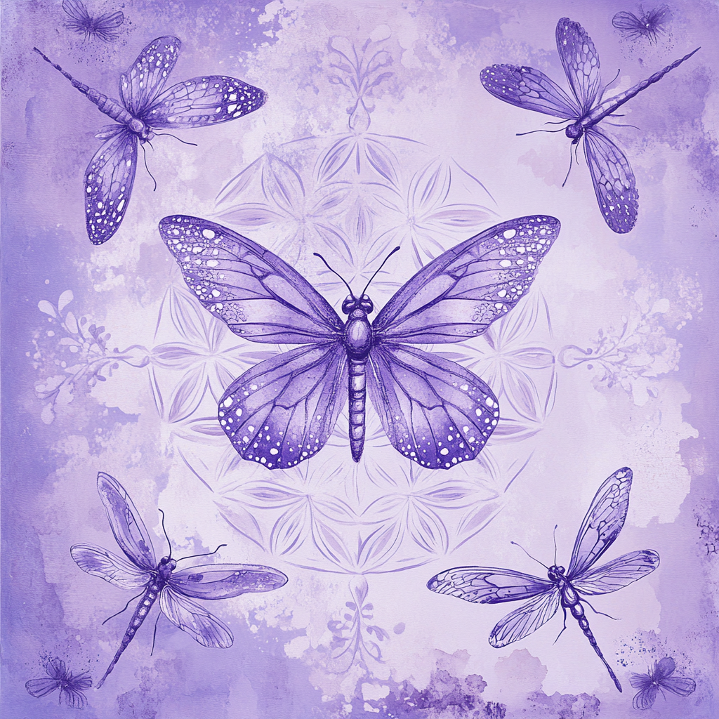 Background wallpaper light violet shades with butterfly design.