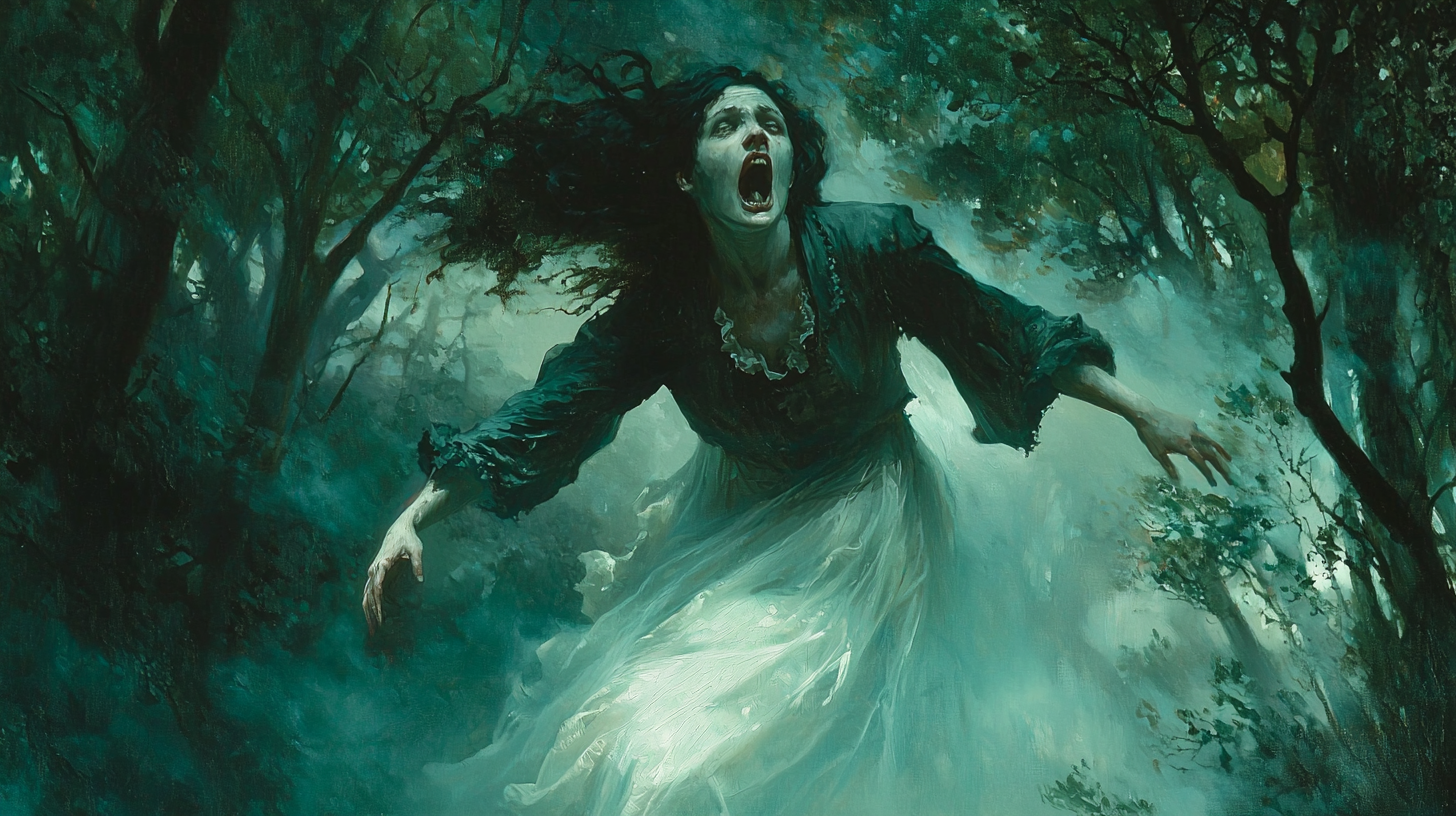 Banshee Screaming in Dense Forest Painting