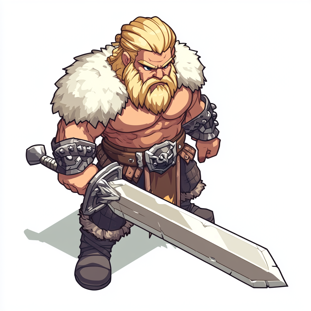 Barbarian Character Sprite for RPG Game Map