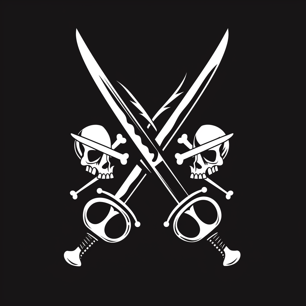 Barbershop logo with pirate-style scissors and razor.