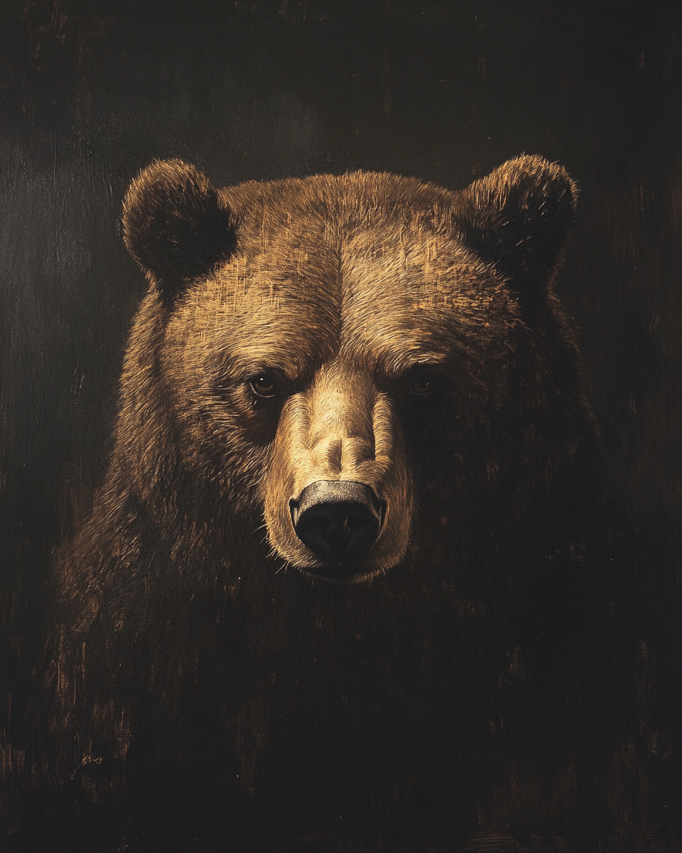 Bear Portrait in Rembrandt Style, Dramatic Lighting