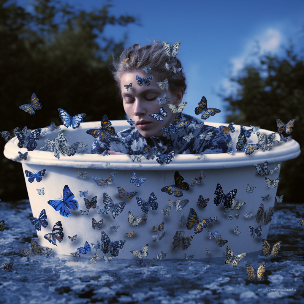 Beautiful Blue and White Patterned Butterflies in Nature