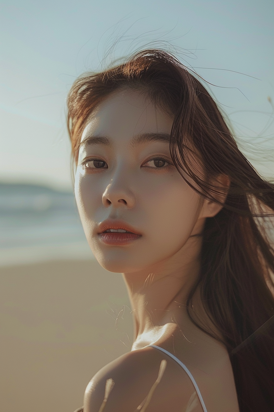 Beautiful Korean Woman at the Beach