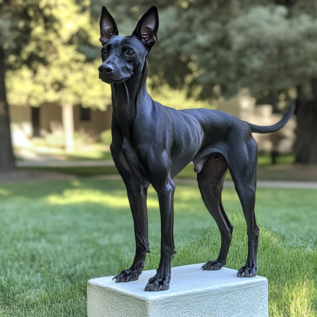 Beautiful Mexican Black Xoloitzcuintli Dog Pose Outdoors Sunny